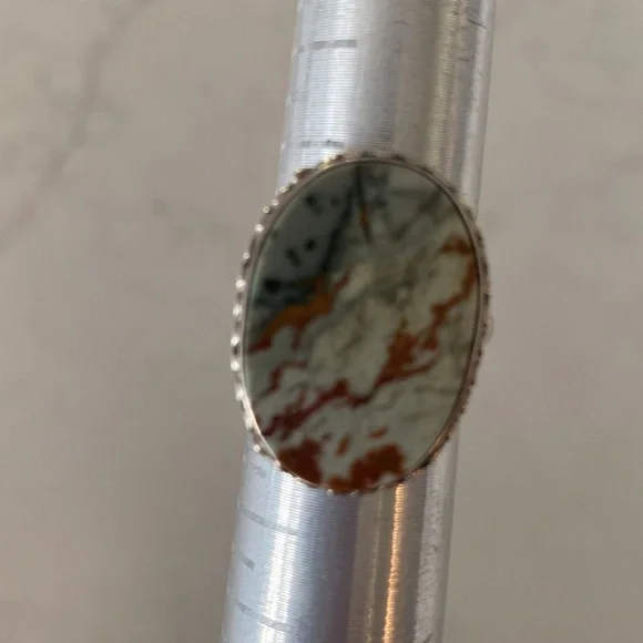 Sterling Silver and Jasper stone ring. Size 7 - Picture 5 of 6